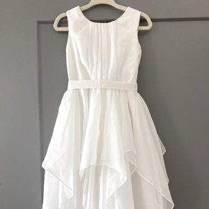 David’s Bridal white sleeveless flower girl dress